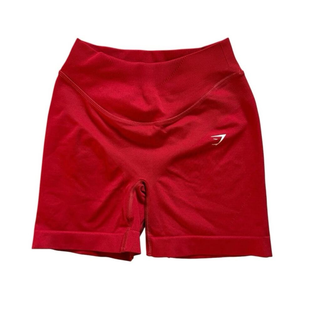 Gymshark Red High-Waist Athletic Bike Shorts